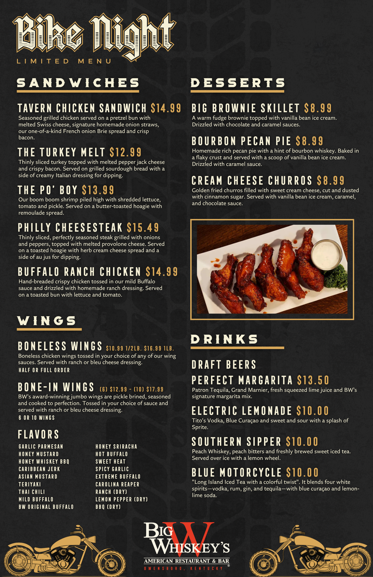 Big Whiskey's American Restaurant & Bar, Menu Design 2